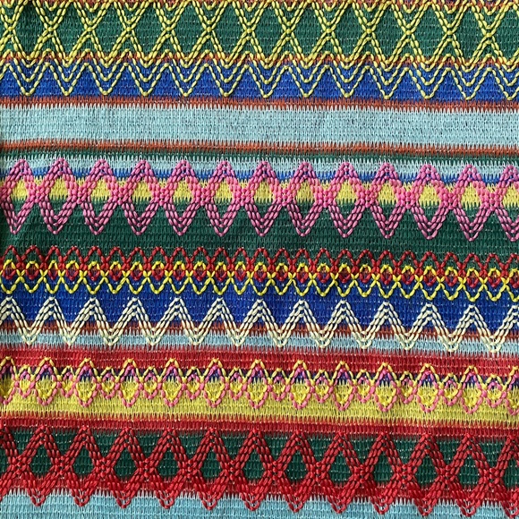 New Striped Pattern Square Neck Tank Dress Sleeveless Slit Boho Multicolored NWT - Picture 6 of 16